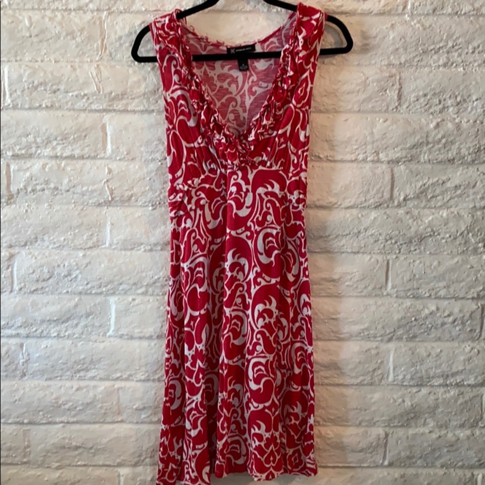 INC Red and white ruffle dress